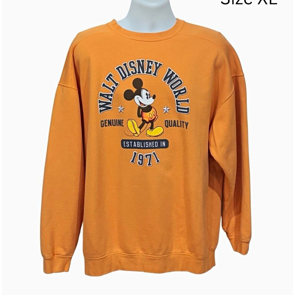 Disney Walt Disney World Mickey Mouse Orange Sweatshirt Men's XL